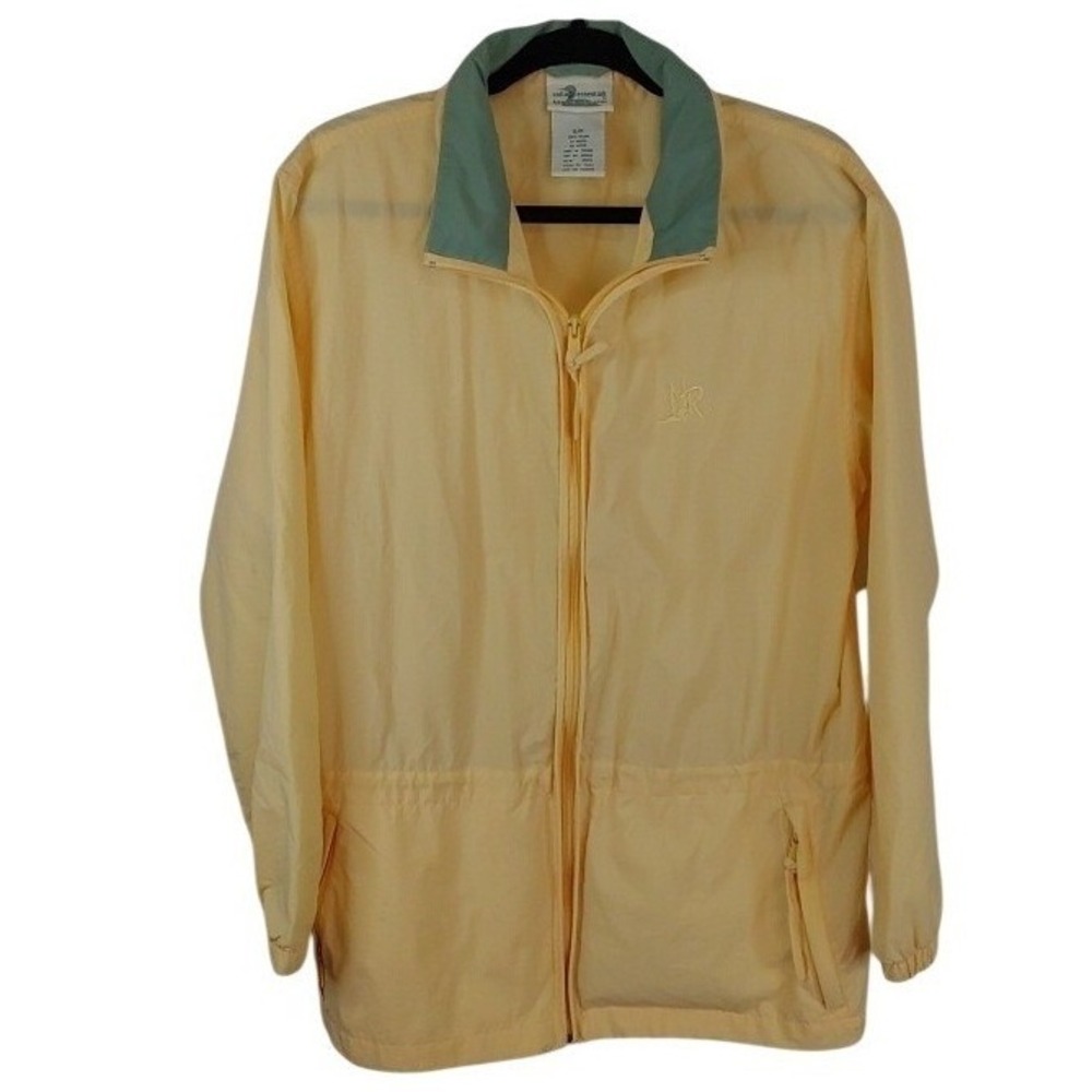 Vtg Small Northern Reflections Yellow Raincoat Zip Drawstring Hood Jacket
